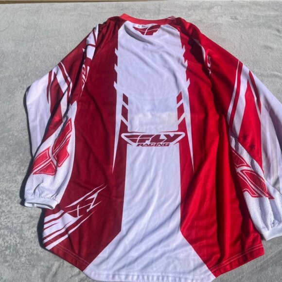 Fly Kinetic Red & White Dirt Bike/Motorcross/Trail Riding Perforated Jersey - Picture 3 of 10
